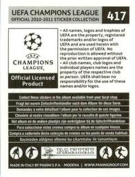2010-11 Panini UEFA Champions League Stickers #417 Sokratis Papastathopoulos Back