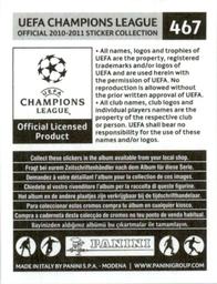 2010-11 Panini UEFA Champions League Stickers #467 Cedric Hengbart Back