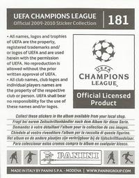 2009-10 Panini UEFA Champions League Stickers #181 Souleymane Diawara Back