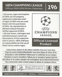 2009-10 Panini UEFA Champions League Stickers #196 Alain Rochat Back