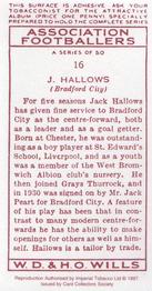 1997 Card Collectors 1935 Wills's Association Footballers (Reprint) #16 John Hallows Back