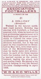 1997 Card Collectors 1935 Wills's Association Footballers (Reprint) #21 John Holliday Back