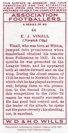 1997 Card Collectors 1935 Wills's Association Footballers (Reprint) #44 Jack Vinall Back