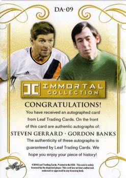 2018 Leaf Soccer Immortal Collection - Dual Autographs #DA-09 Steven Gerrard / Gordon Banks Back