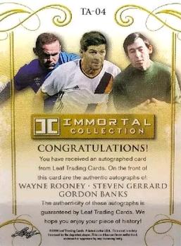 2018 Leaf Soccer Immortal Collection - Triple Autographs #TA-04 Wayne Rooney / Steven Gerrard / Gordon Banks Back