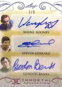 2018 Leaf Soccer Immortal Collection - Triple Autographs #TA-04 Wayne Rooney / Steven Gerrard / Gordon Banks Front