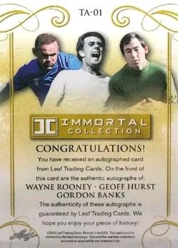 2018 Leaf Soccer Immortal Collection - Triple Autographs Blue #TA-01 Wayne Rooney / Geoff Hurst / Gordon Banks Back