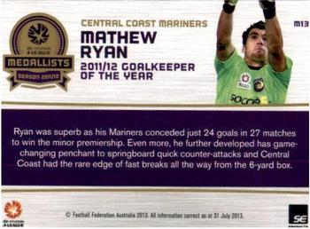 2013-14 SE Products A-League & Socceroos - Medallists #M12 Mathew Ryan Back