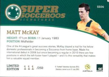 2013-14 SE Products A-League & Socceroos - Socceroos Signatures #SS5 Matt McKay Back