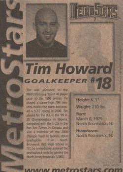 2001 New York/New Jersey MetroStars #7 Tim Howard Back