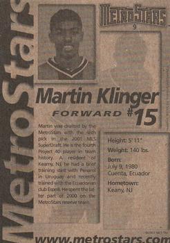 2001 New York/New Jersey MetroStars #9 Martin Klinger Back