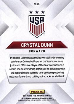 2018 Panini Instant US Soccer National Team Collection #25 Crystal Dunn Back