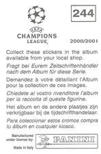 2000-01 Panini UEFA Champions League Stickers #244 Laurent Leroy Back
