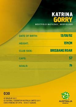 2017-18 Tap 'N' Play Football Australia #030 Katrina Gorry Back