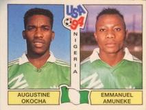 1994 Panini World Cup (International, Black Backs) #241 Jay-Jay Okocha / Emmanuel Amunike Front