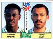 1994 Panini World Cup (International, Black Backs) #438 Ahmed Madani / Fuad Amin Front