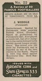 1934 Ardath Famous Footballers #22 Jack Weddle Back