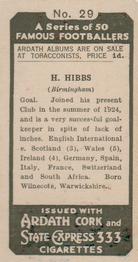 1934 Ardath Famous Footballers #29 Harry Hibbs Back