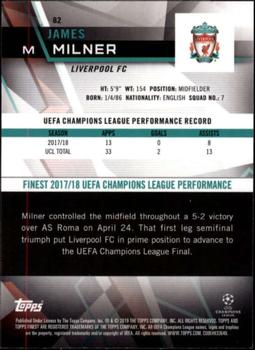 2018-19 Finest UEFA Champions League - Finest Autographs Red Wave #82 James Milner Back
