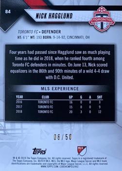 2019 Topps MLS - Gold #84 Nick Hagglund Back