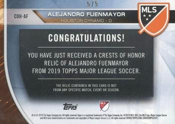 2019 Topps MLS - Crests of Honor #COH-AF Alejandro Fuenmayor Back