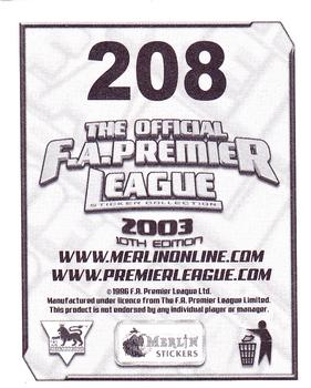 2002-03 Merlin F.A. Premier League 2003 #208 Alan Stubbs Back