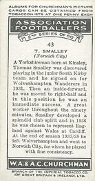 1939 Churchman's Association Footballers 2nd Series #43 Thomas Smalley Back