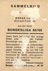 1968-69 Bergmann Bundesliga 1968/69 #136 Oskar Lotz Back