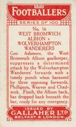 1928 Gallaher Ltd Footballers #16 West Bromwich Albion v Wolverhampton Wanderers Back