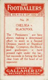 1928 Gallaher Ltd Footballers #29 Chelsea v Blackpool Back
