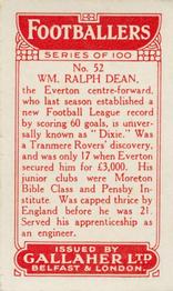 1928 Gallaher Ltd Footballers #52 Wm. Ralph Dean Back