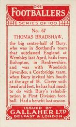 1928 Gallaher Ltd Footballers #67 Thomas Bradshaw Back