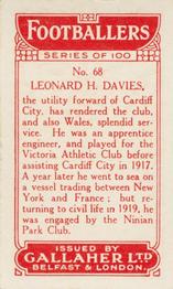 1928 Gallaher Ltd Footballers #68 Leonard H Davies Back