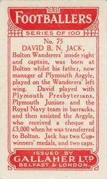 1928 Gallaher Ltd Footballers #75 David B.N. Jack Back