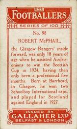 1928 Gallaher Ltd Footballers #98 Robert McPhail Back