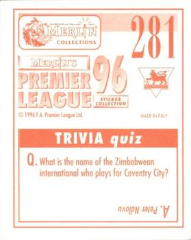 1995-96 Merlin's Premier League 96 #281 Steve Clarke Back
