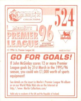 1995-96 Merlin's Premier League 96 #524 John McGinlay Back