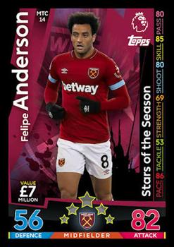 2018-19 Topps Match Attax Premier League Extra - Stars of the Season #MTC14 Felipe Anderson Front