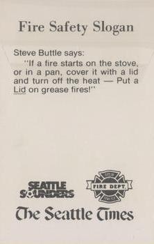 1980 Seattle Times/City of Seattle Fire Department Seattle Sounders #NNO Steve Buttle Back