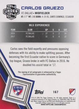 2018 Topps MLS - Non-Autographed Certified Autographs #167 Carlos Gruezo Back