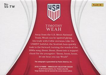 2018-19 Panini Immaculate Collection - Soccer Swatch Signatures Gold #SS-TW Timothy Weah Back