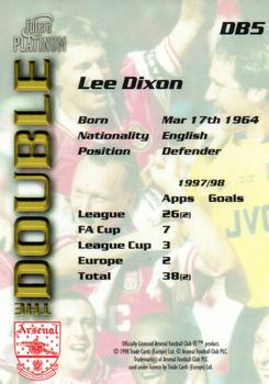 1998 Futera Platinum Arsenal The Double #DB5 Lee Dixon Back
