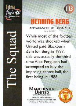 2000 Futera Fans Selection Manchester United - Foil #113 Henning Berg Back