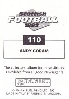 1991-92 Panini Scottish Football 92 #110 Andy Goram Back