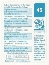 2010 Panini FIFA World Cup Stickers (Blue Back) #45 Thembinkosi Fanteni Back