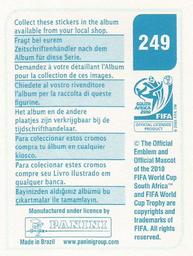 2010 Panini FIFA World Cup Stickers (Blue Back) #249 Aleksandar Radosavljevic Back