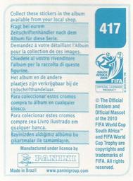 2010 Panini FIFA World Cup Stickers (Blue Back) #417 Nicola Legrottaglie Back