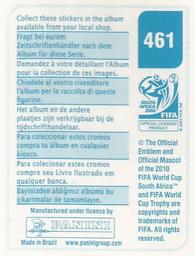 2010 Panini FIFA World Cup Stickers (Blue Back) #461 Simon Elliott Back