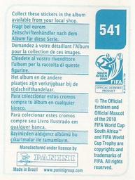 2010 Panini FIFA World Cup Stickers (Blue Back) #541 Salomon Kalou Back