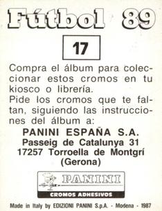 1988-89 Panini Spanish Liga #17 Ricardo Mendiguren Back